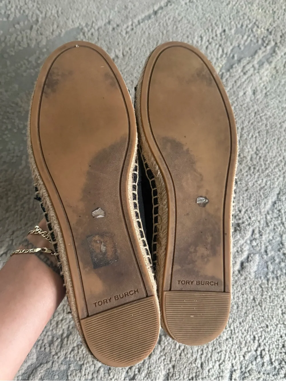 Tory Burch Color Block Canvas Espadrilles slip on white leather tie caps 9